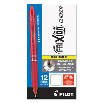 Pilot® Frixion Clicker Erasable Gel Pen, Retractable, Fine 0.7 Mm, Red Ink, Red Barrel freeshipping - TVN Wholesale